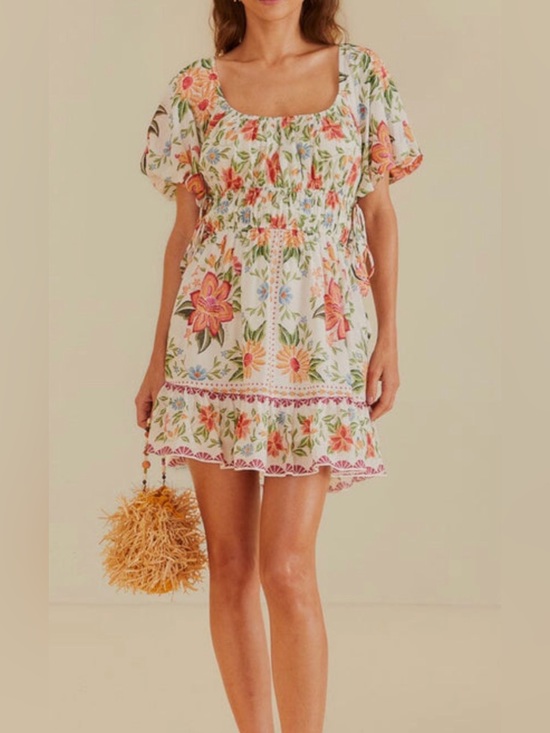 FARM Rio Dresses & Skirts - Farm Rio Off-White Bloom Garden Mini Dress Size XS